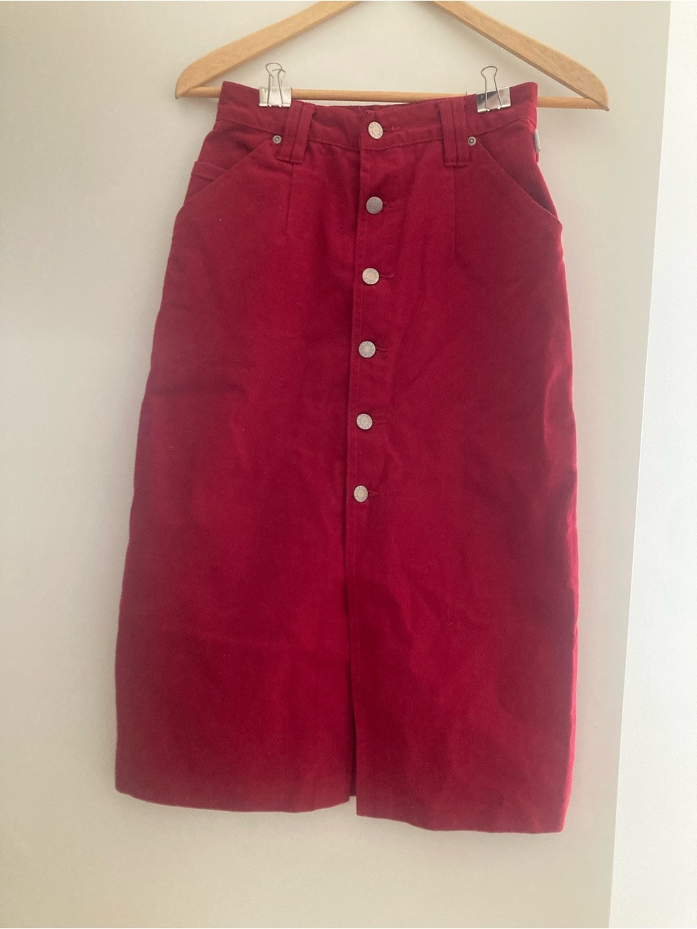 ESPRIT western Denim Button-Front Red Denim Western Midi Skirt